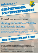 Flyer Schnuppertraining Geräteturnen 05.10.2021