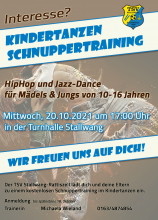Flyer Schnuppertraining Kindertanzen 20.10.2021