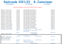 Auschnitt Vorbereitungsplan B-Juniorinnen Rückrunde 21/22